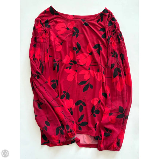 Blouse Long Sleeve By Calvin Klein In Red, Size: Large