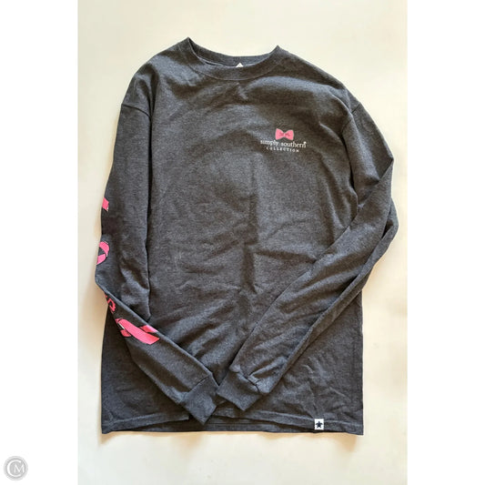 Top Long Sleeve By Simply Southern In Grey, Size: M