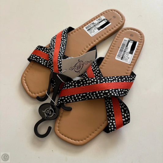 Sandals Flip Flops By Clothes Mentor In Black & Orange, Size: 10