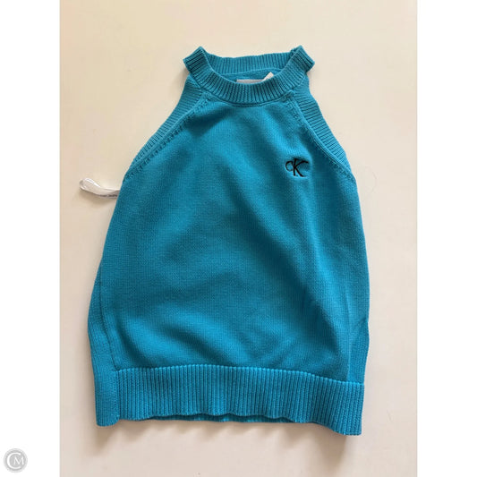 Sweater Short Sleeve By Calvin Klein In Blue, Size: M