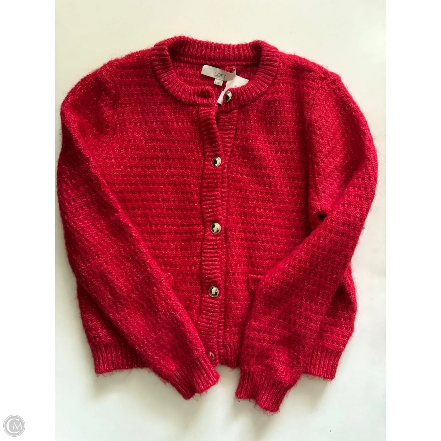 Sweater Cardigan By Loft In Red, Size: L