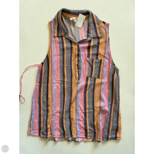 Top Sleeveless By Andree By Unit In Striped Pattern, Size: L