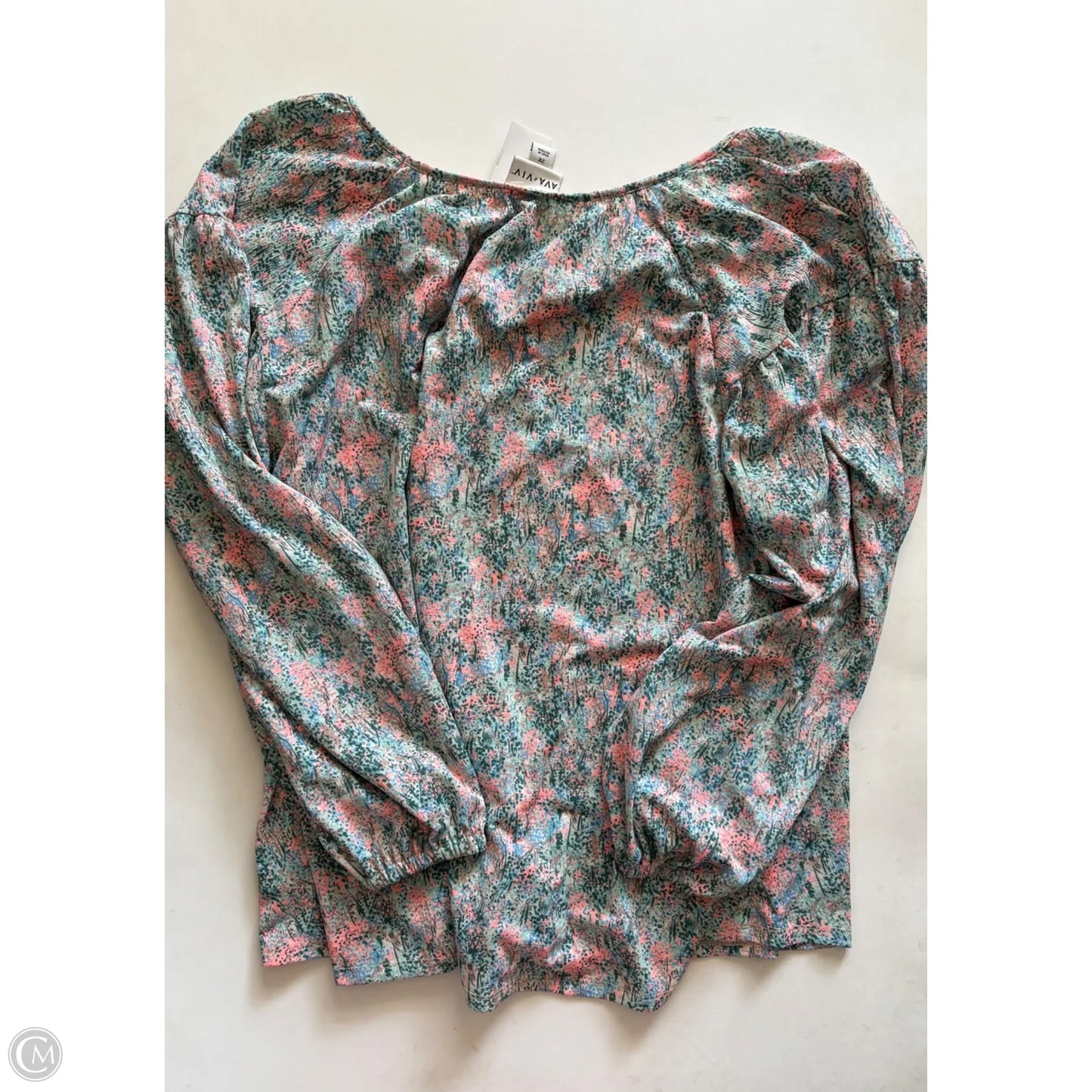 Top Long Sleeve By Ava & Viv In Floral Print, Size: 2x