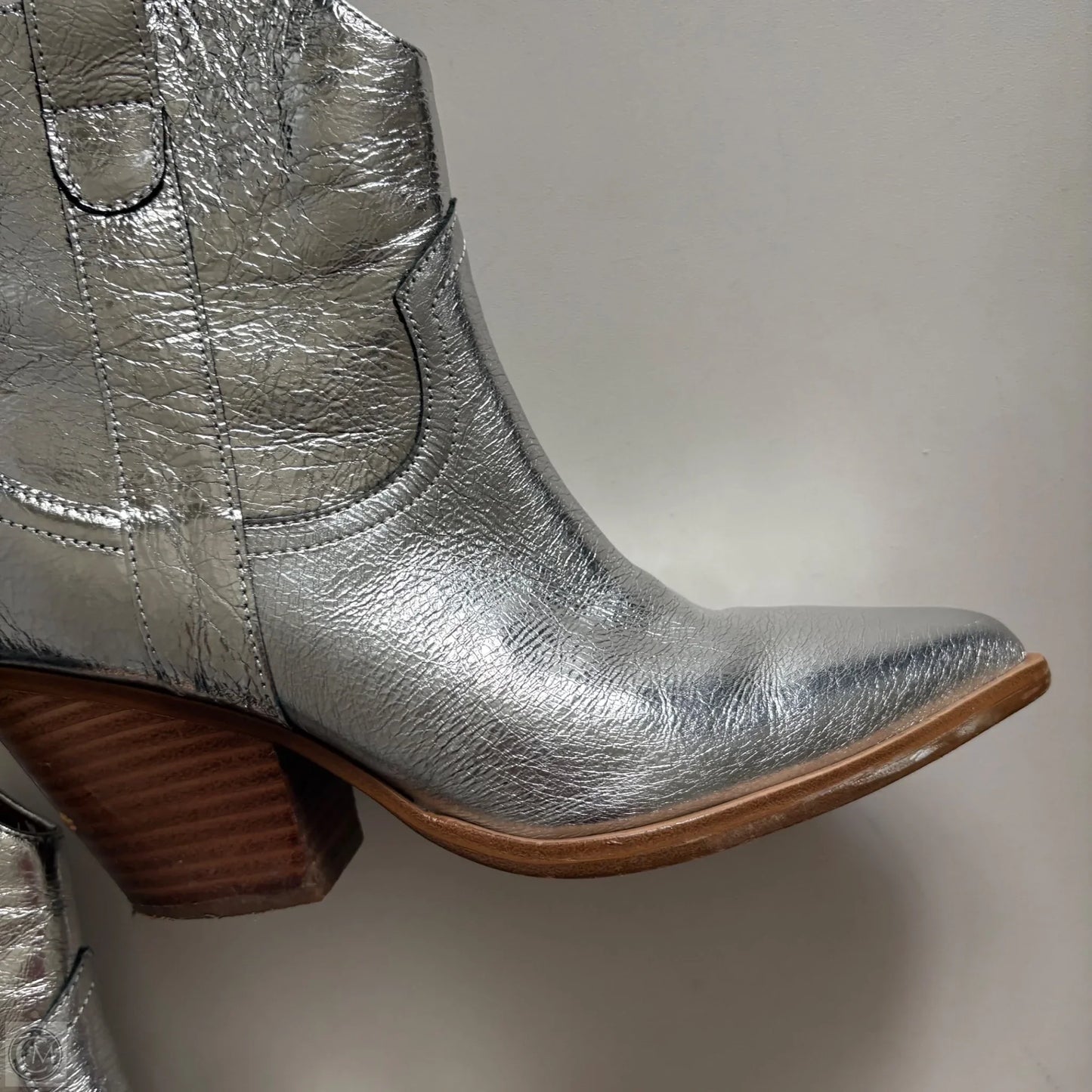 Boots Ankle Heels By Marc Fisher In Silver, Size: 7.5