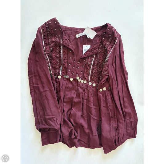 Top Long Sleeve By Abercrombie And Fitch In Maroon, Size: M