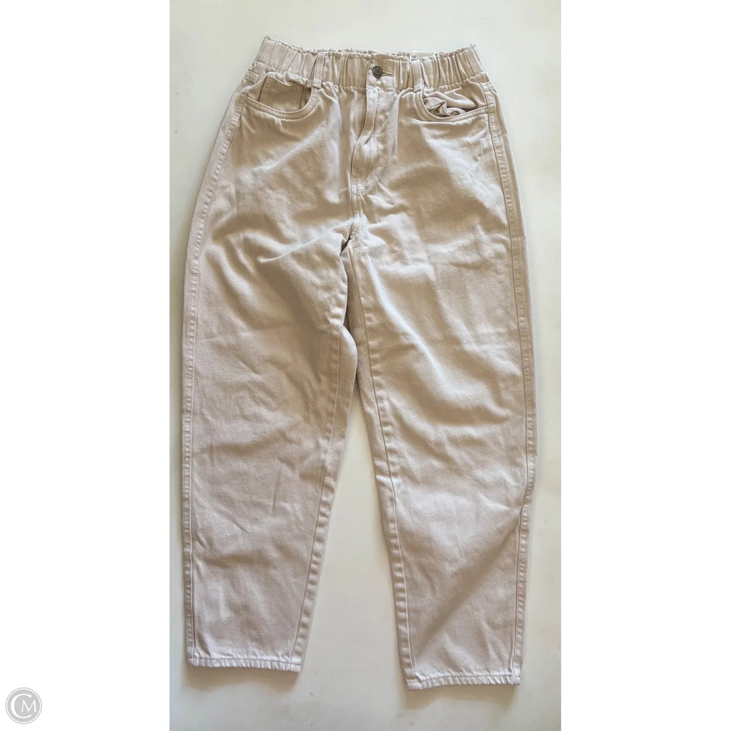 Jeans Straight By H&m In Cream, Size: 6