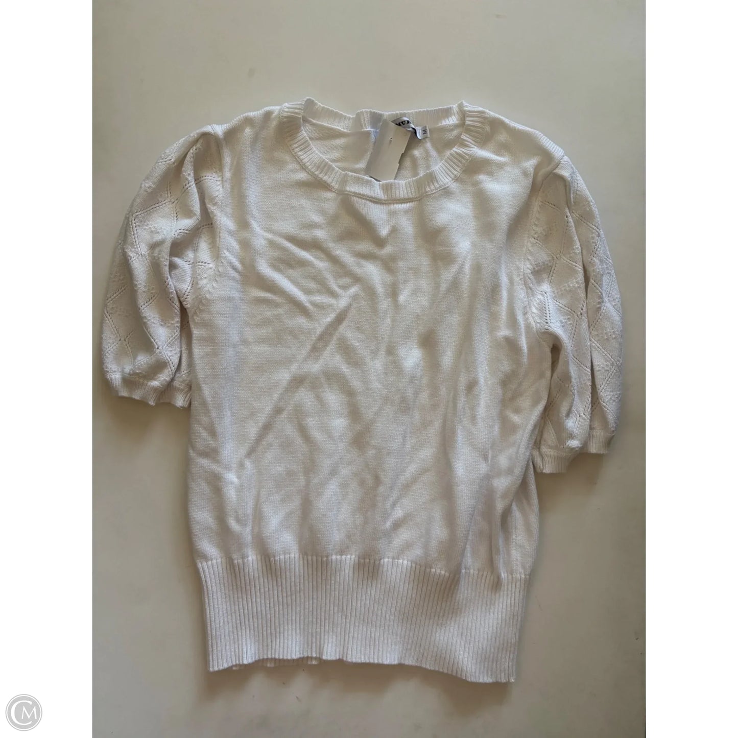 Sweater Short Sleeve By Murmurey In White, Size: M