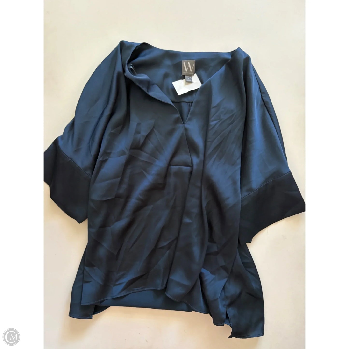 Blouse Short Sleeve By Worthington In Navy, Size: L