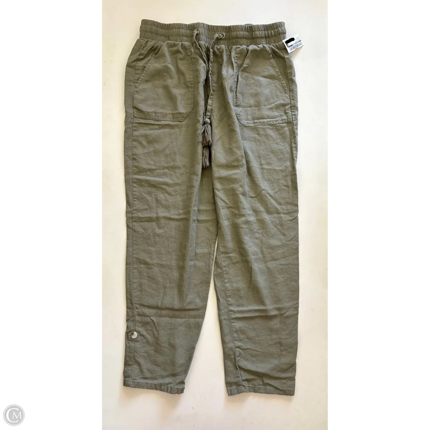 Pants Linen By Sound & Style In Green, Size: L