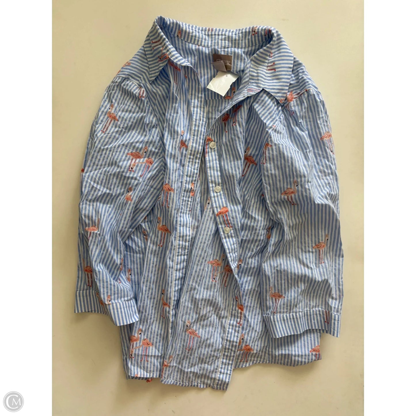 Top Long Sleeve By Chicos In Striped Pattern, Size: L