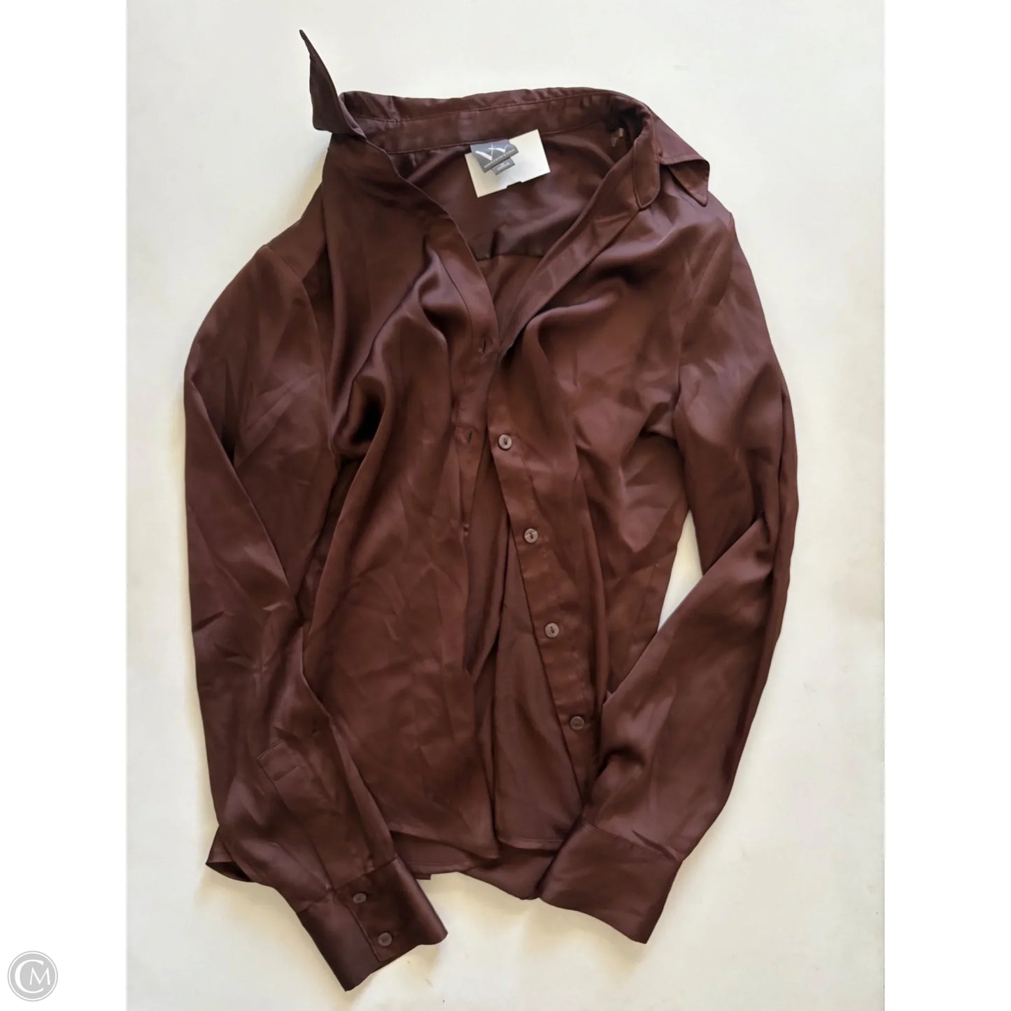 Blouse Long Sleeve By Worthington In Brown, Size: M