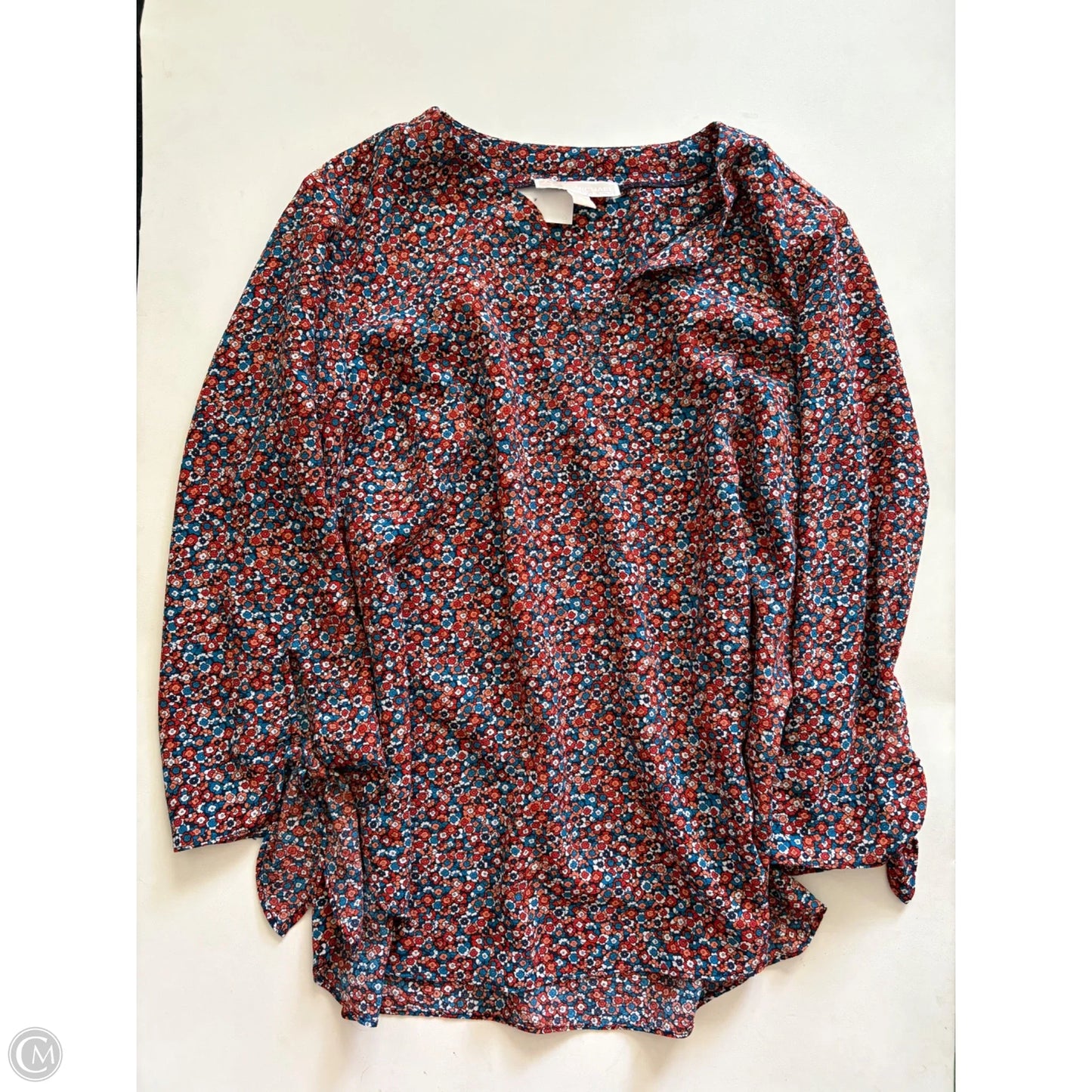 Top Long Sleeve By Michael By Michael Kors In Floral Print, Size: L