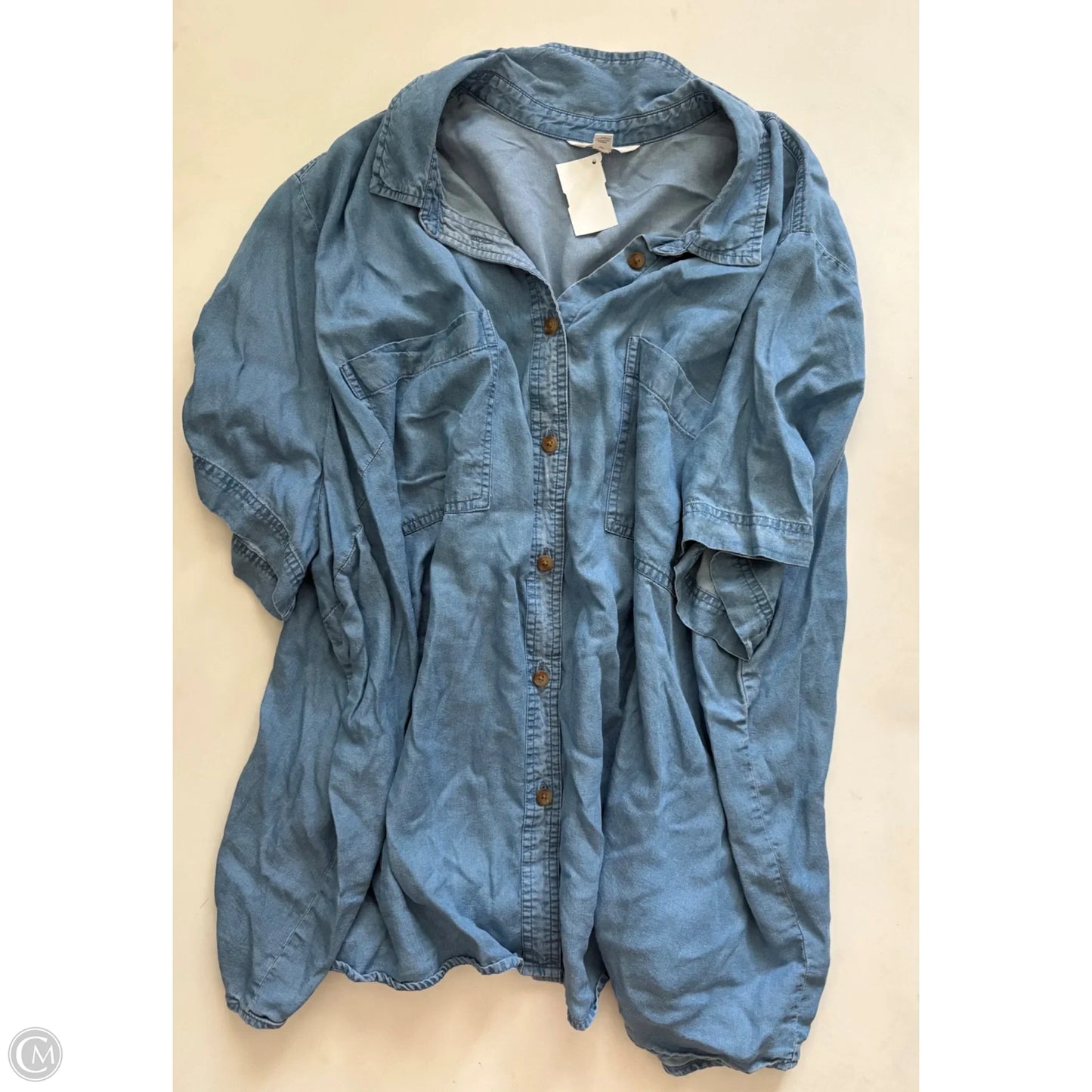 Top Short Sleeve By Terra & Sky In Blue, Size: 3x