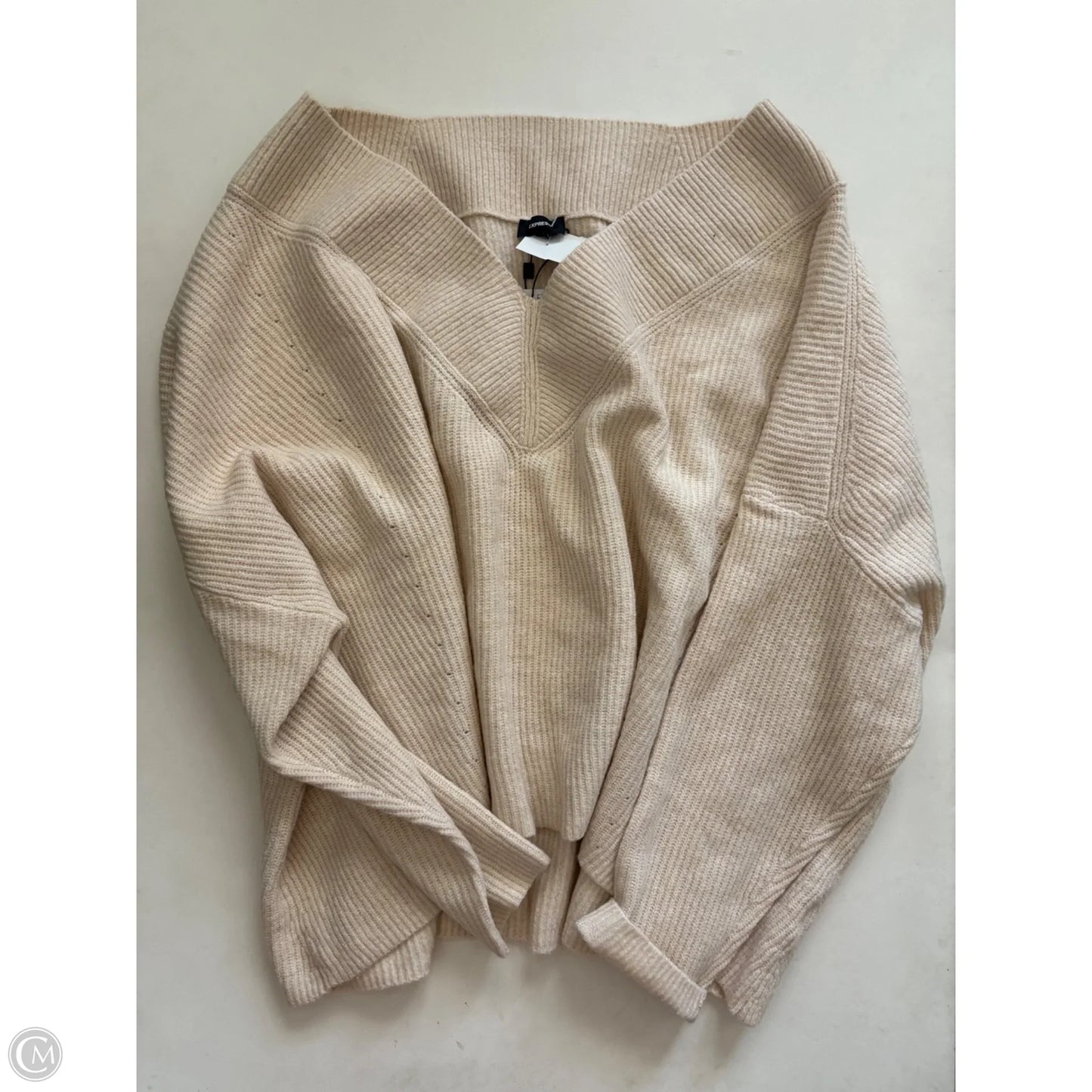 Sweater By Express In Cream, Size: Xl