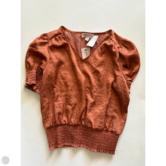 Blouse Short Sleeve By Philosophy In Bronze, Size: M