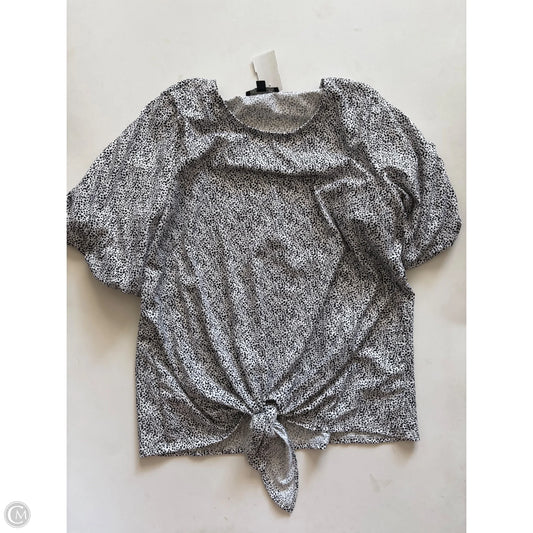 Blouse Short Sleeve By Adrianna Papell In Black & White, Size: S