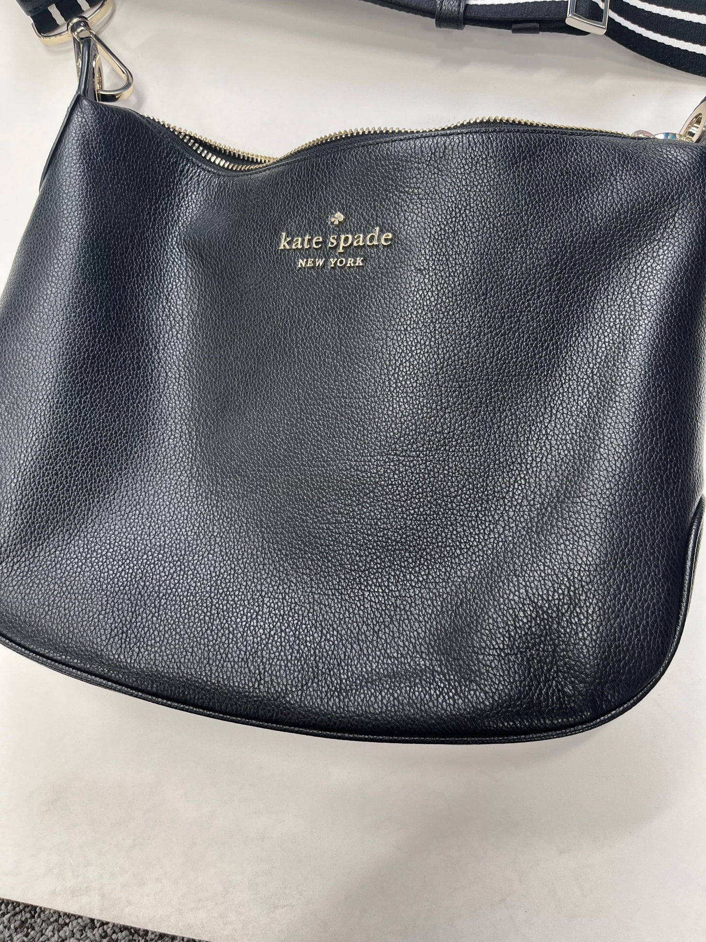 Black Handbag Leather Kate Spade, Size Medium