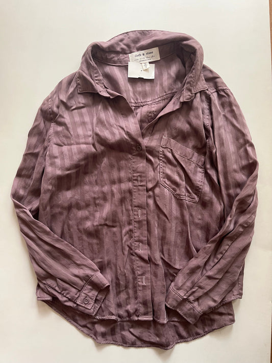 Purple Blouse Long Sleeve Cloth And Stone, Size Petite  Medium