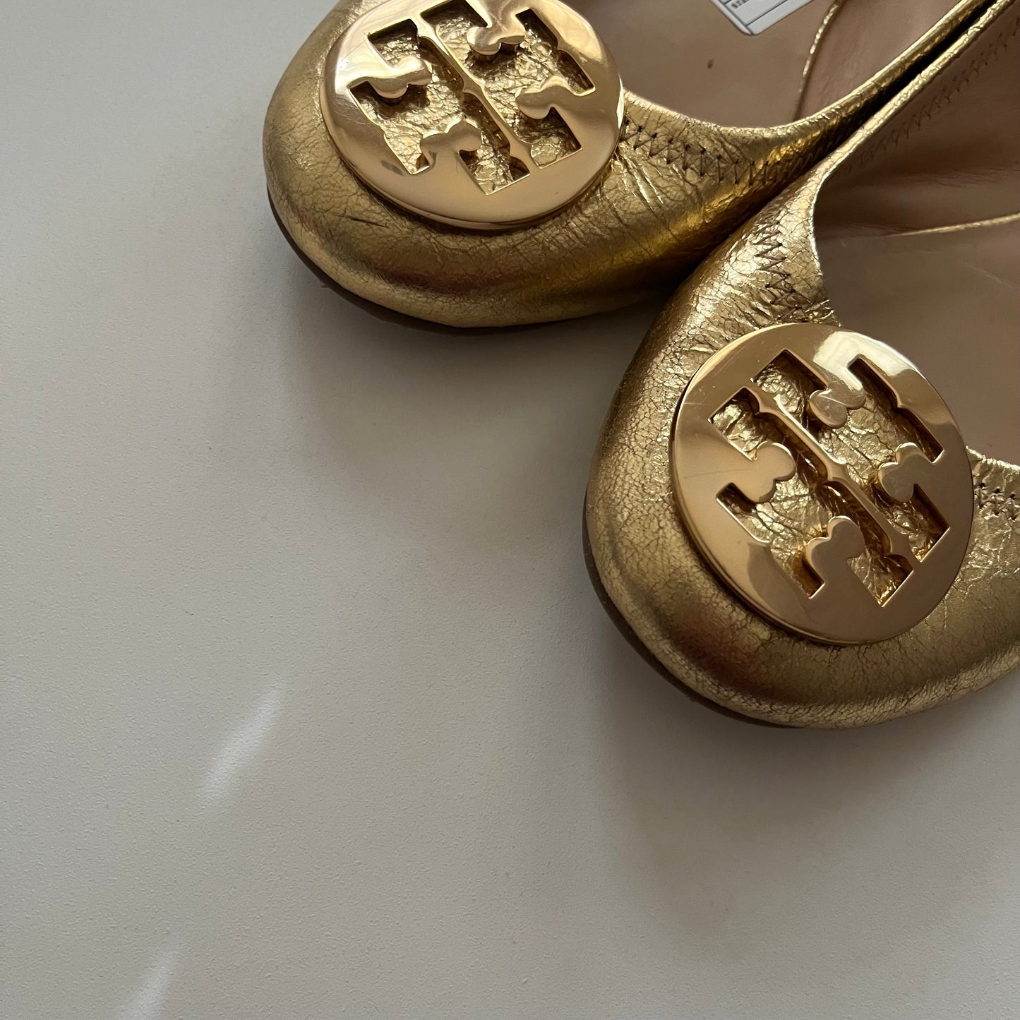 Gold Shoes Designer Tory Burch, Size 9.5
