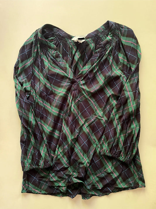 Blouse Long Sleeve By Crown And Ivy In Plaid, Size: L