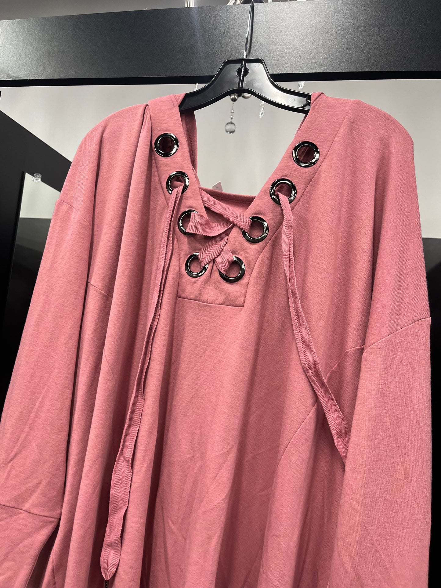 Pink Blouse Long Sleeve Cable And Gauge, Size 3x