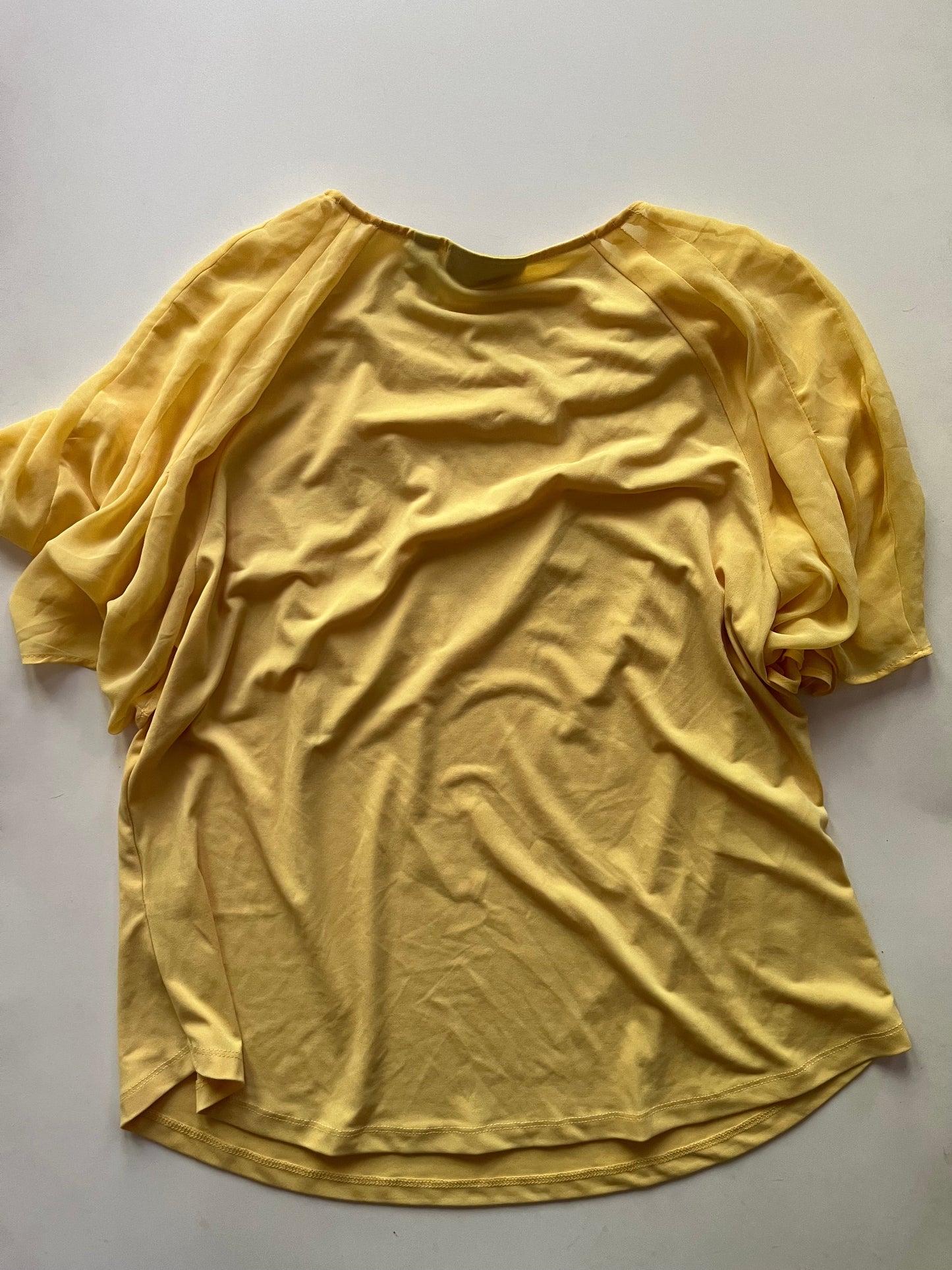 Blouse Short Sleeve By New York And Co In Yellow, Size: L