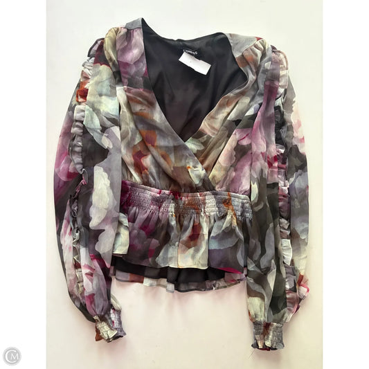 Blouse Long Sleeve By Express In Floral Print, Size: Xs