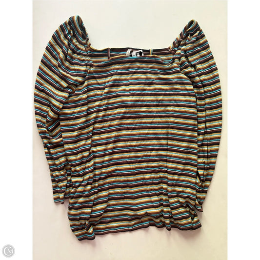 Blouse Long Sleeve By Cato In Striped Pattern, Size: 18
