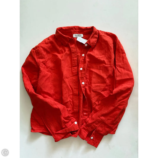 Blouse Long Sleeve By Calligraphie In Orange, Size: M