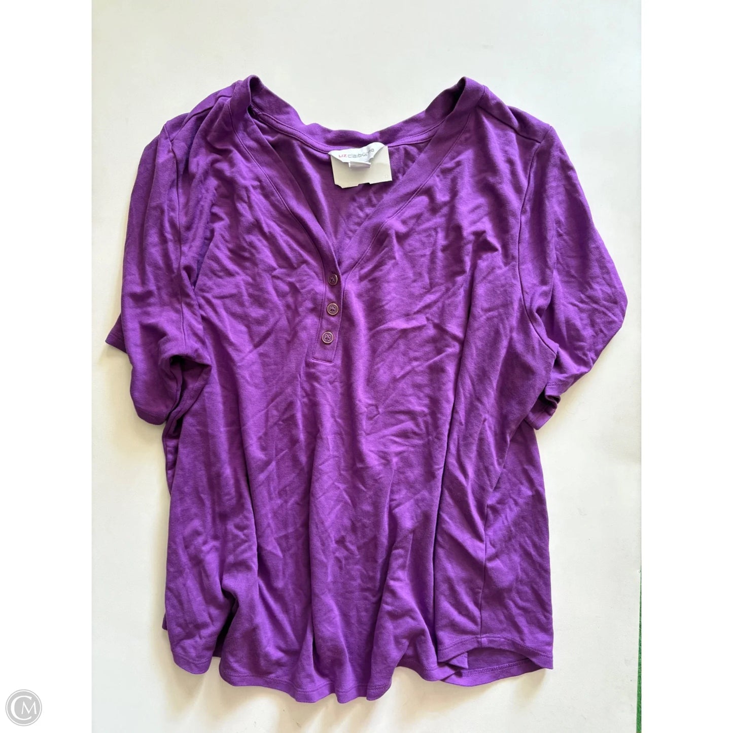 Top Short Sleeve By Liz Claiborne In Purple, Size: 1x