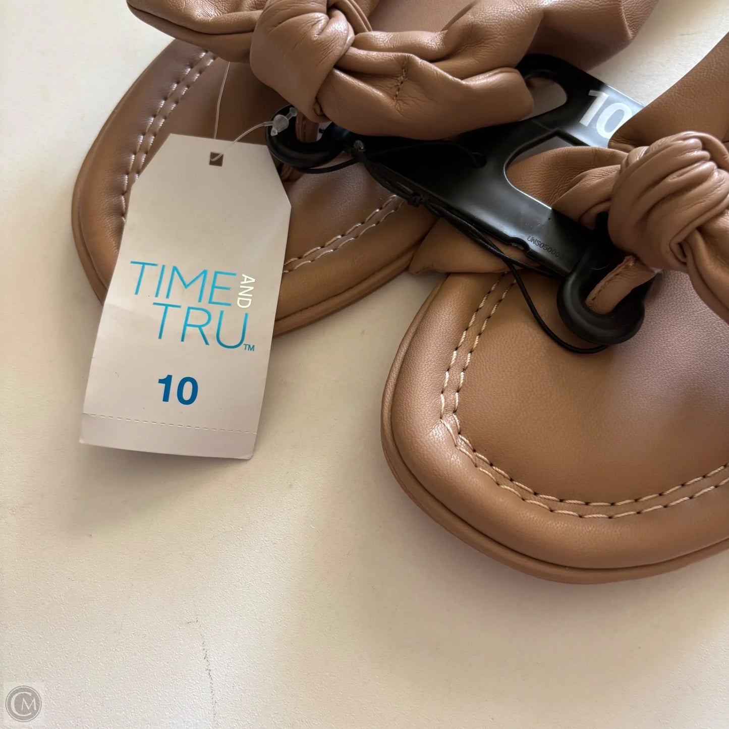 Sandals Flip Flops By Time And Tru In Tan, Size: 10