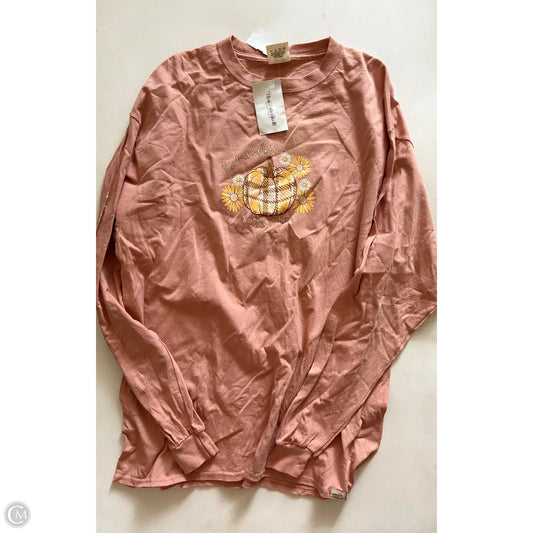 Top Long Sleeve By Simply Southern In Peach, Size: Xl