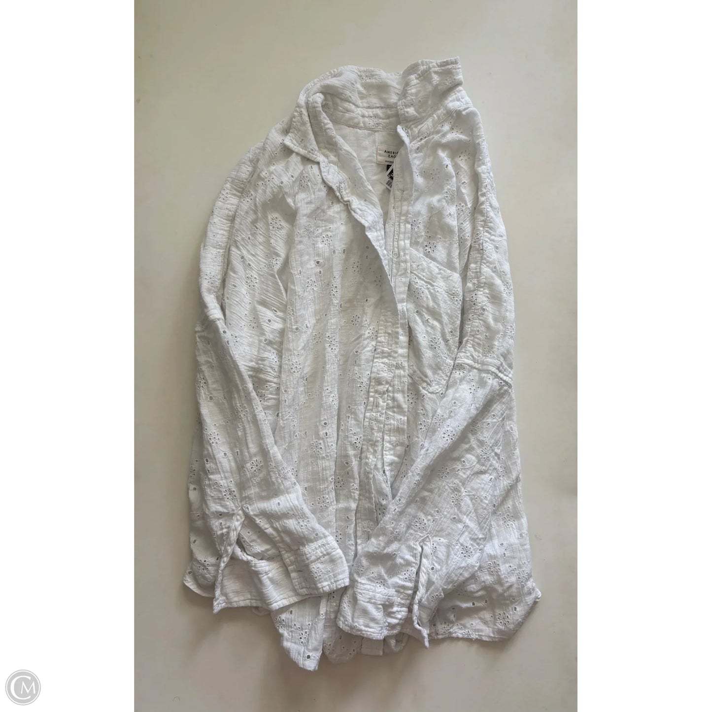Top Long Sleeve By American Eagle In White, Size: Xl