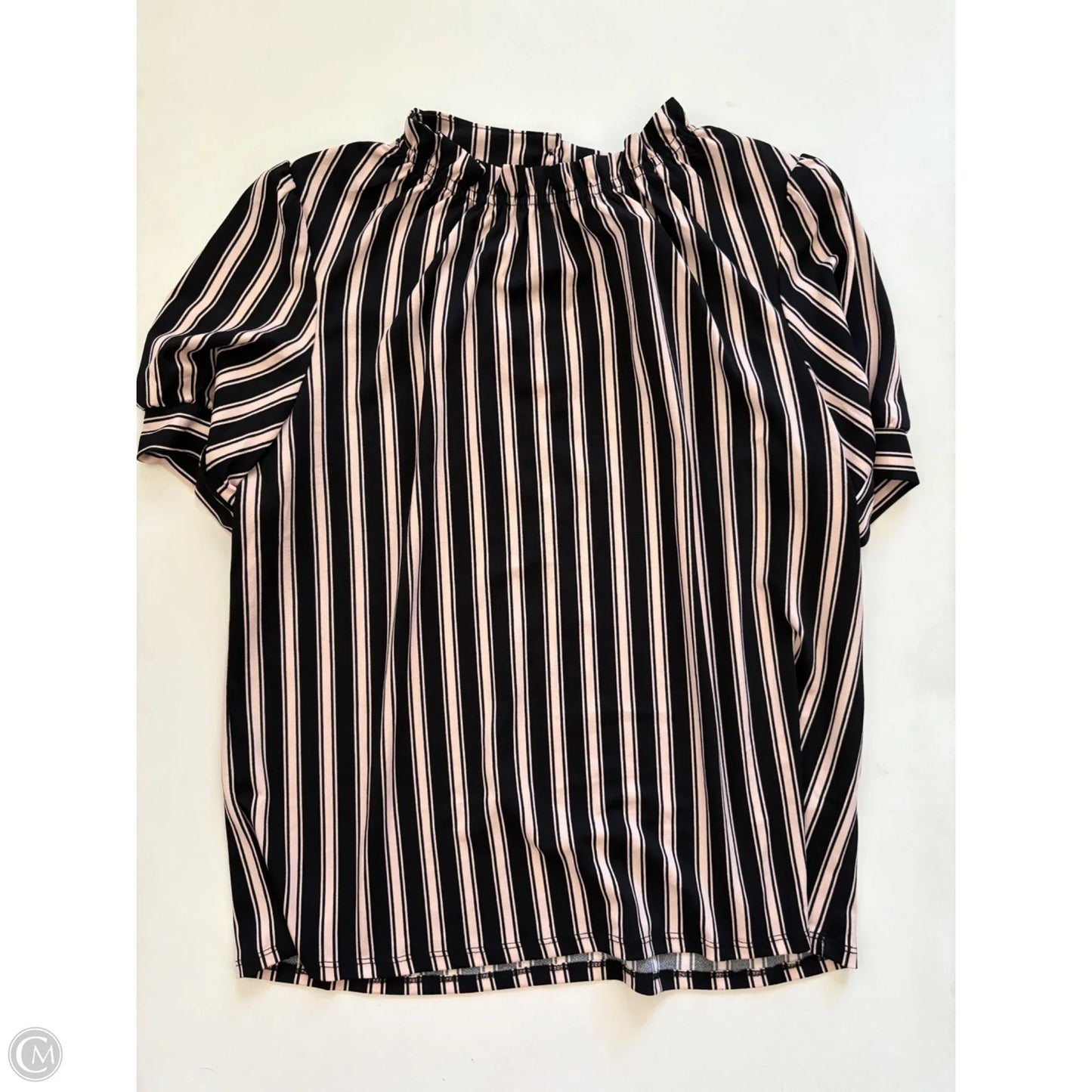Top Short Sleeve By Adrianna Papell In Striped Pattern, Size: L