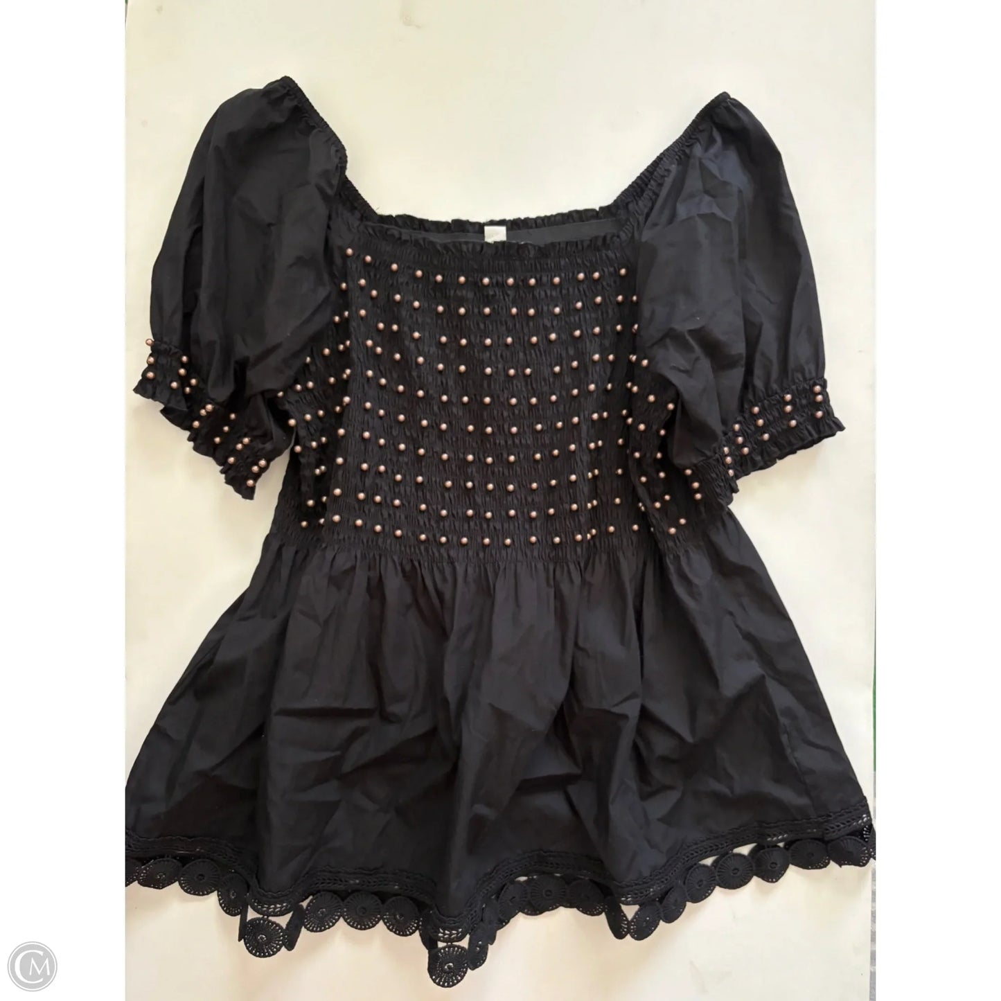 Top Short Sleeve By Cato In Black, Size: Xl