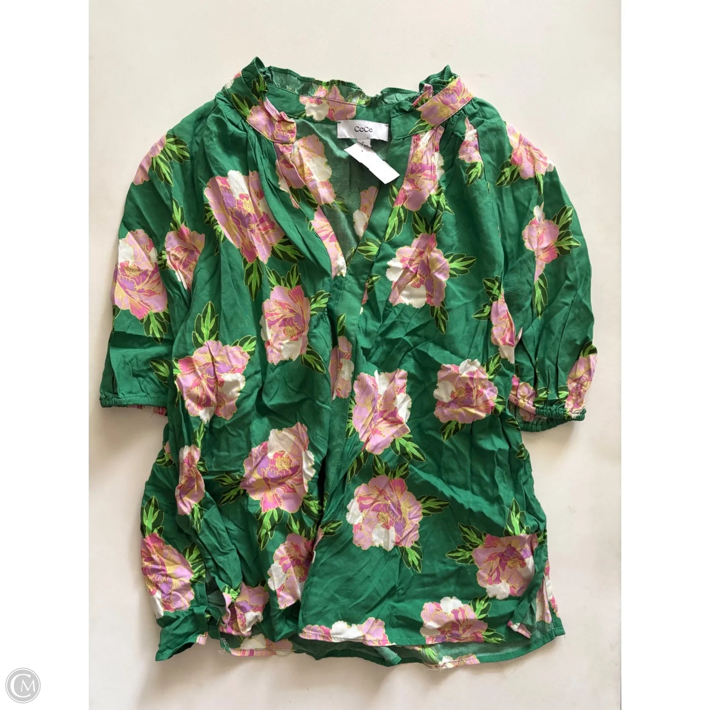 Top Short Sleeve By Cece In Green, Size: 1x