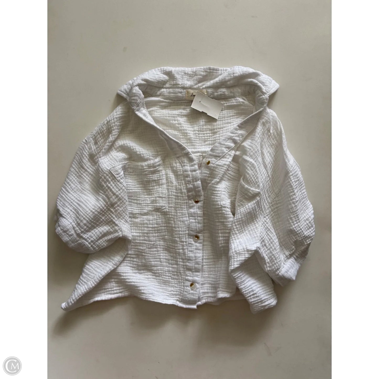 Top Short Sleeve By Love Notes In White, Size: L