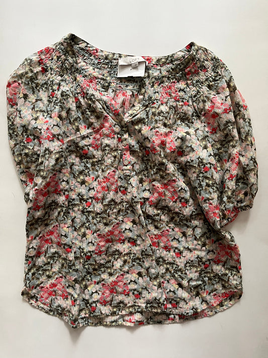 Floral Top Short Sleeve Loft O, Size L