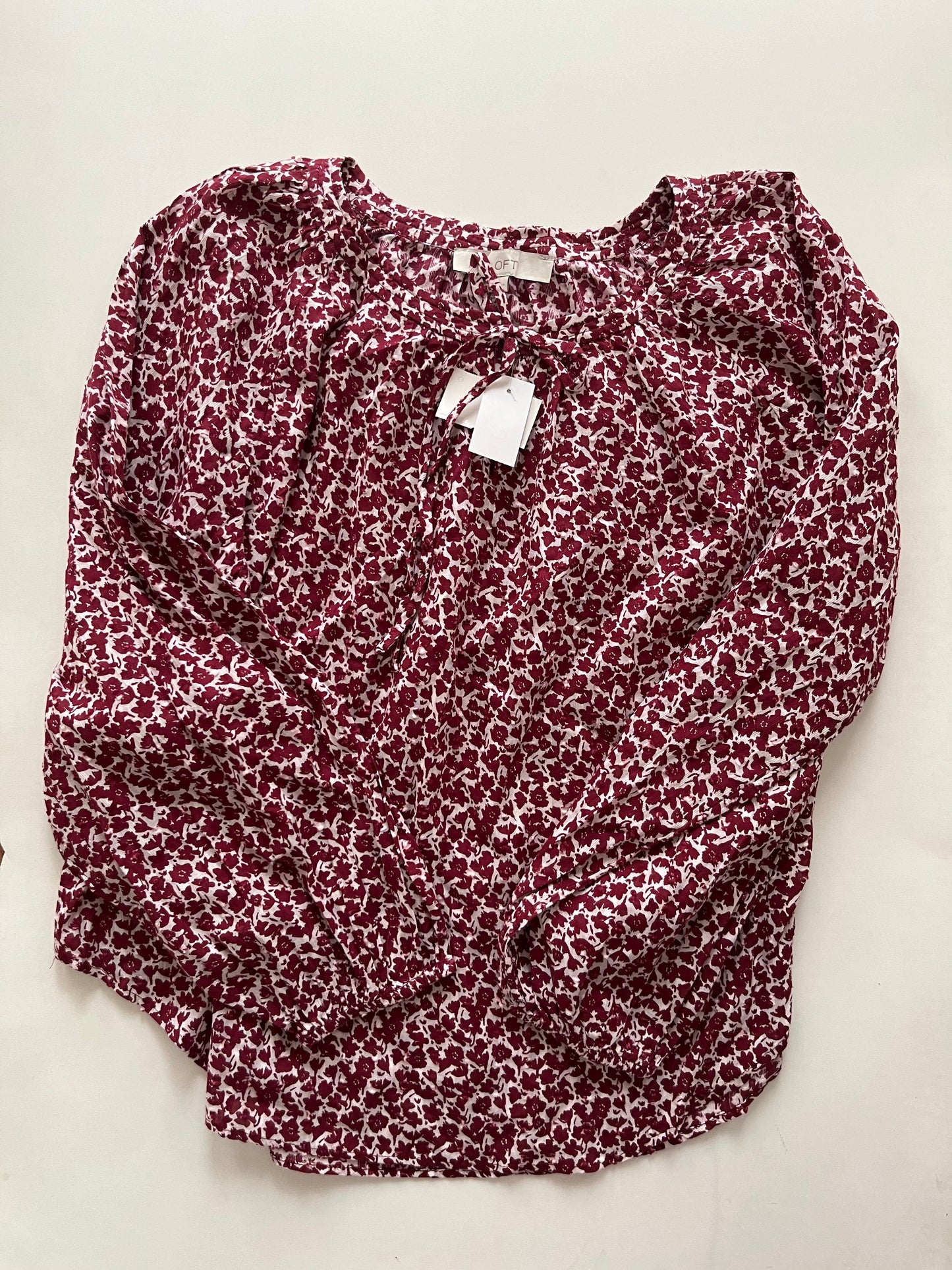 Maroon Top Long Sleeve Loft, Size L