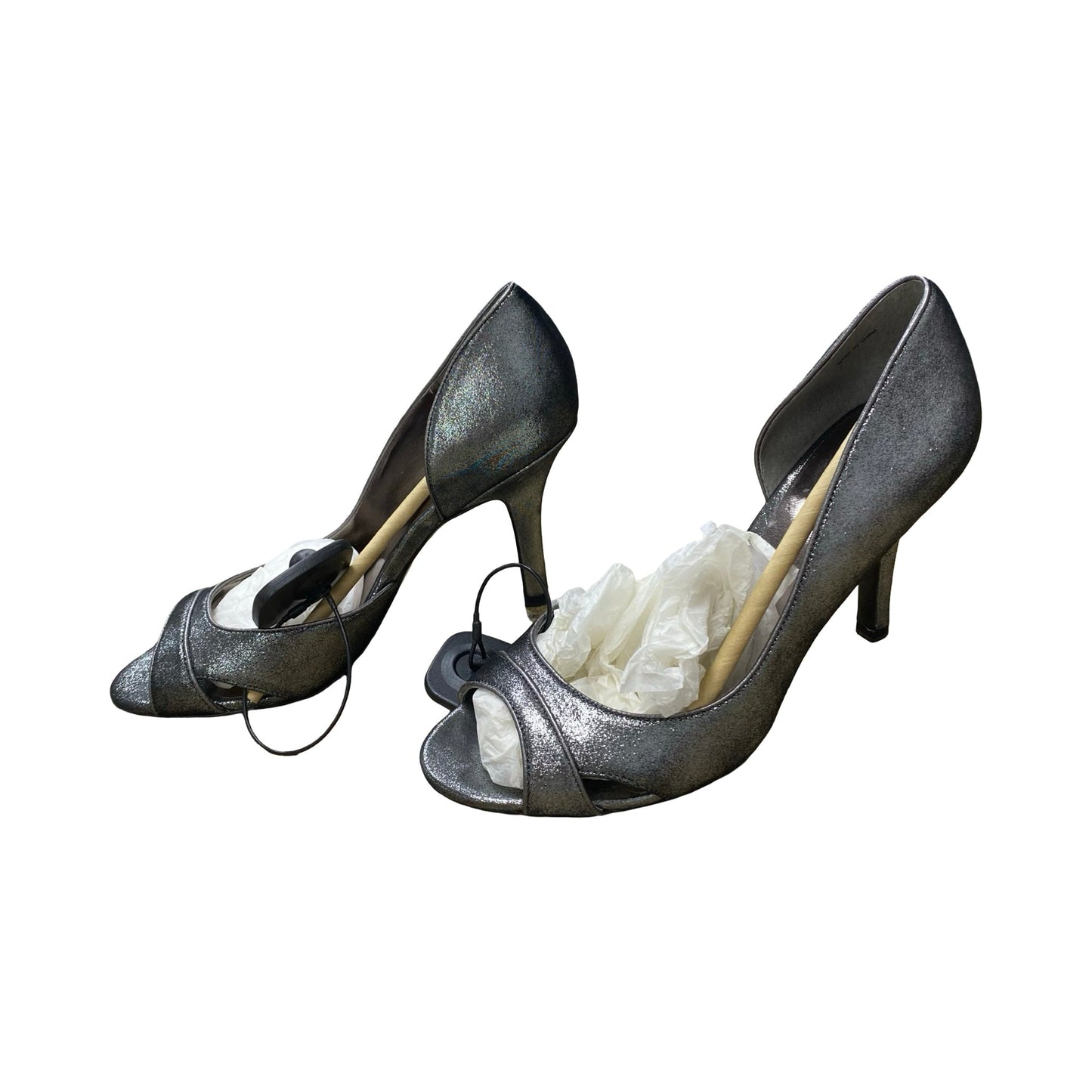 Shoes Heels Kitten By Ann Taylor In Black & Silver, Size:9