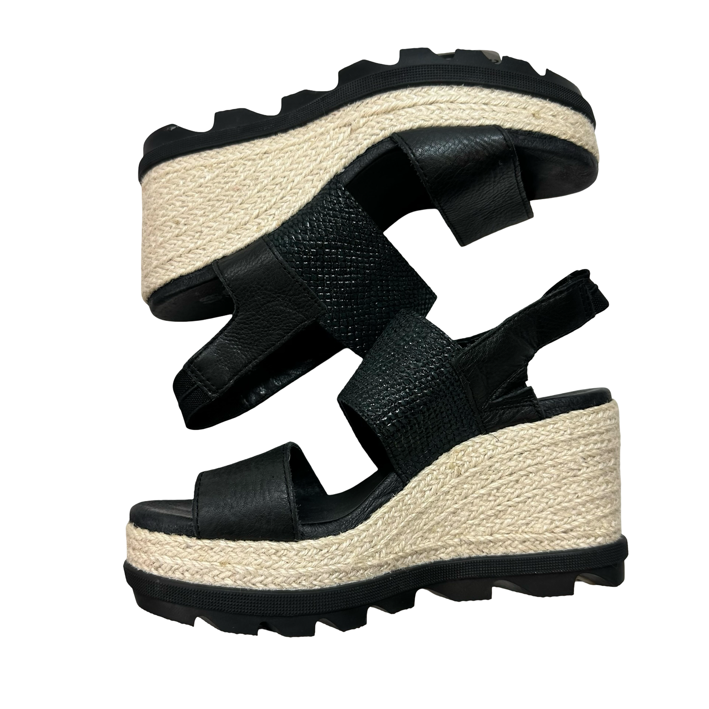 Shoes Heels Wedge By Sorel In Black & Tan, Size: 7.5