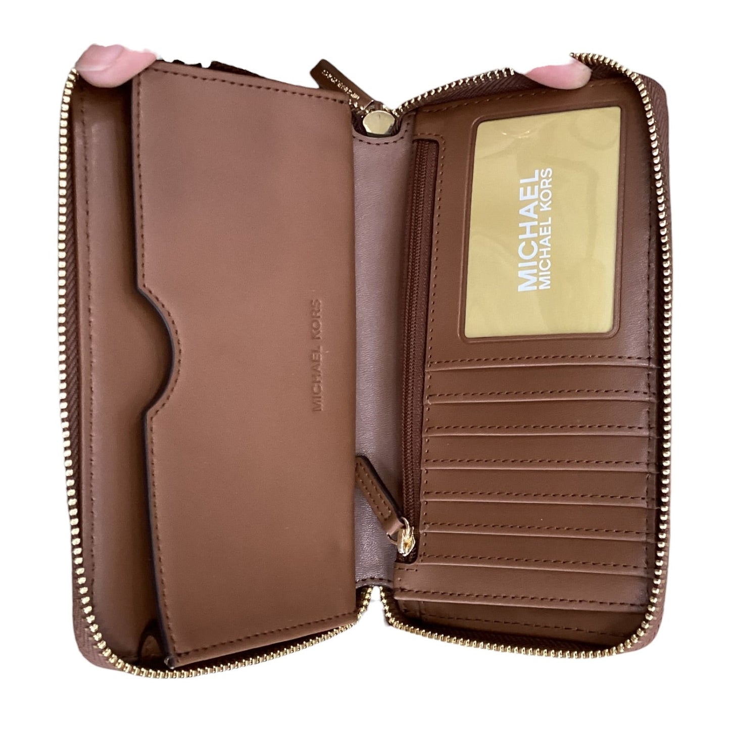Wallet Designer By Michael Kors In Brown & White, Size:Medium