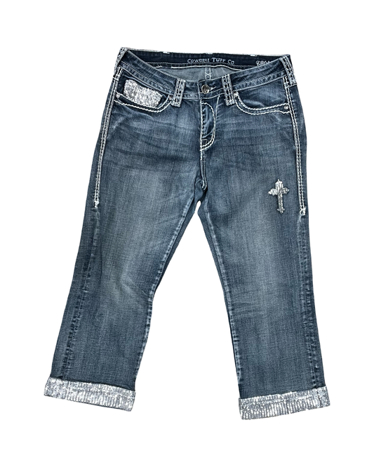 Jeans Cropped By Clothes Mentor In Blue Denim, Size:10