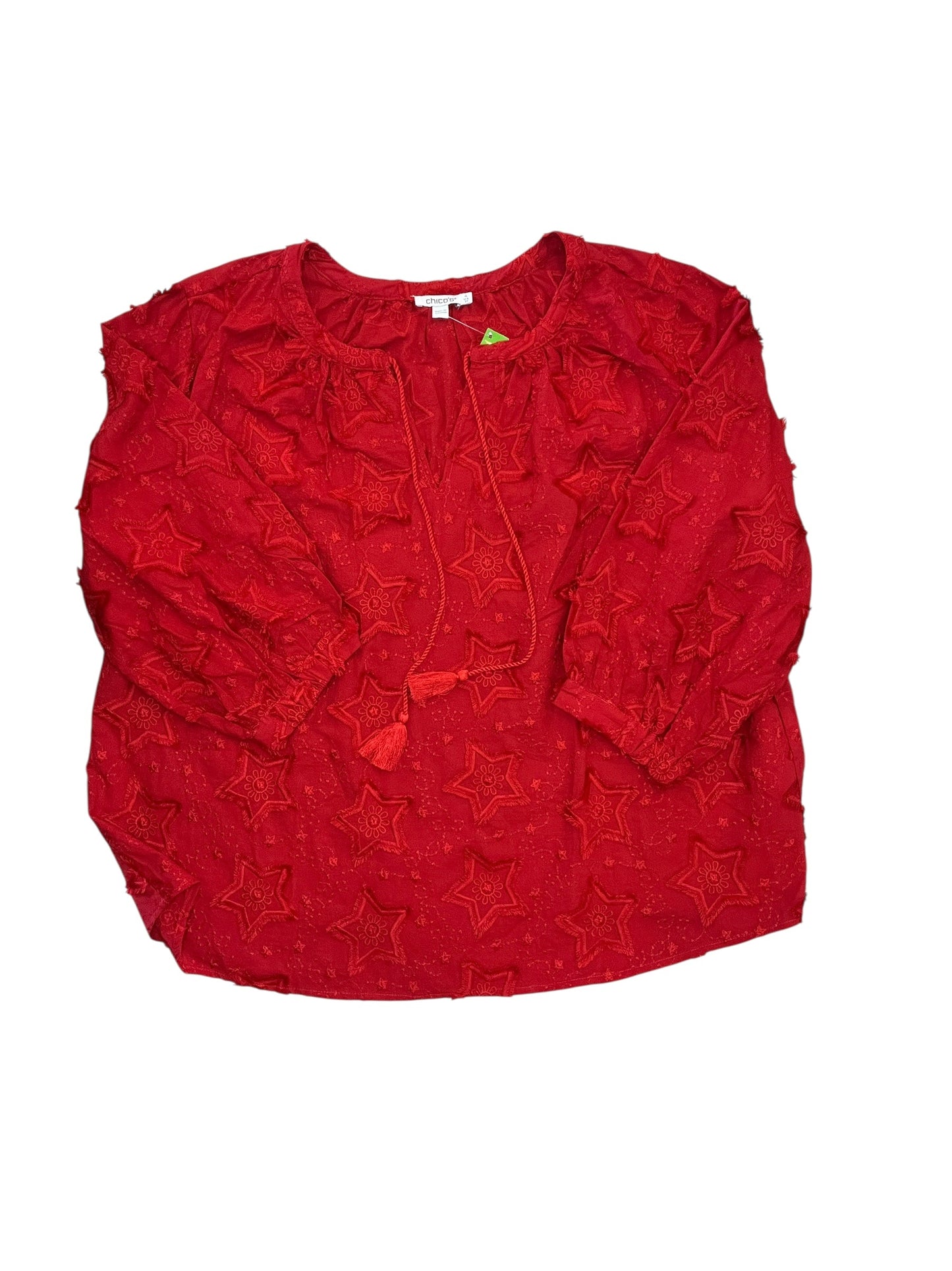 Blouse Ls By Chicos In Red, Size:2X