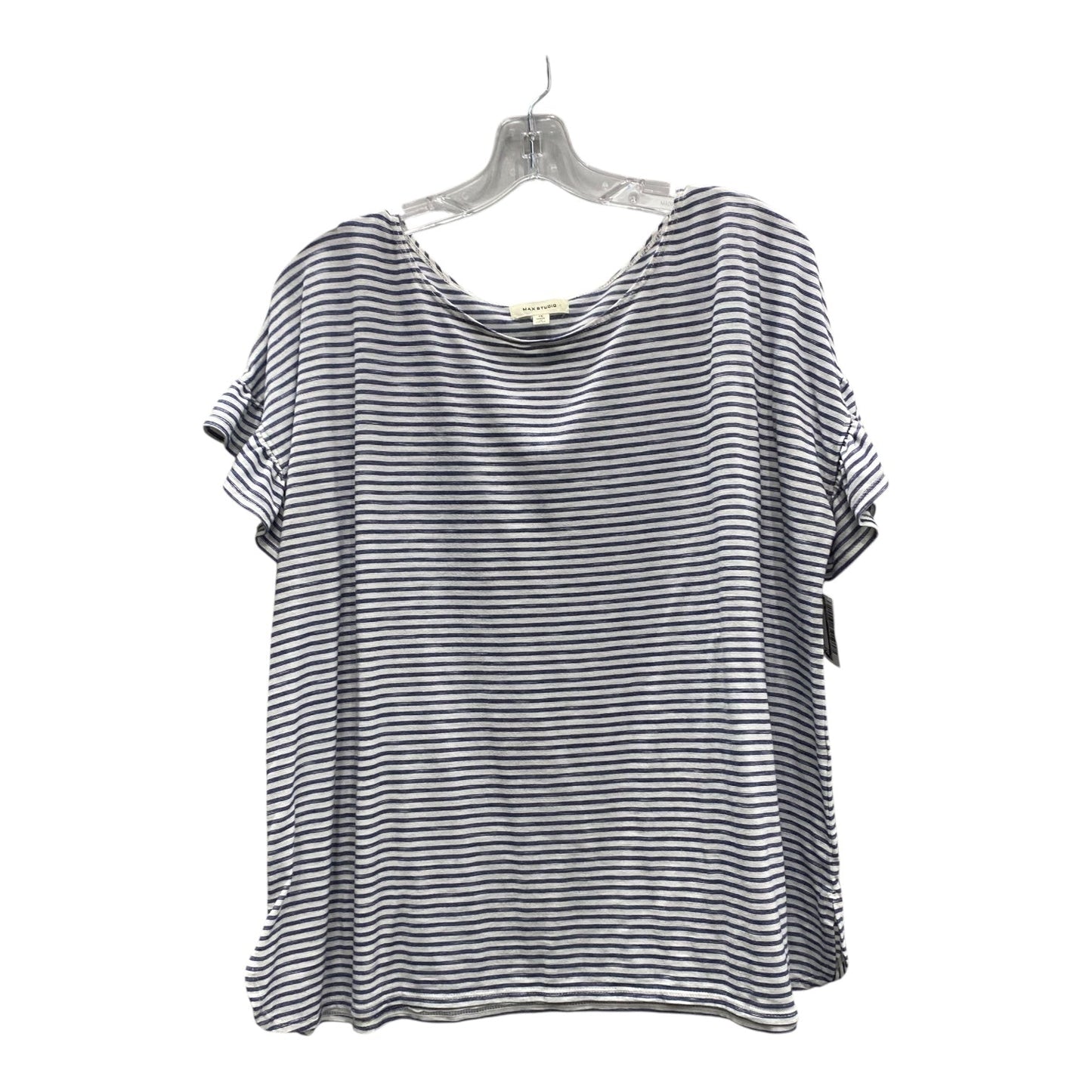 Top Ss By Max Studio In Blue & White, Size:1X