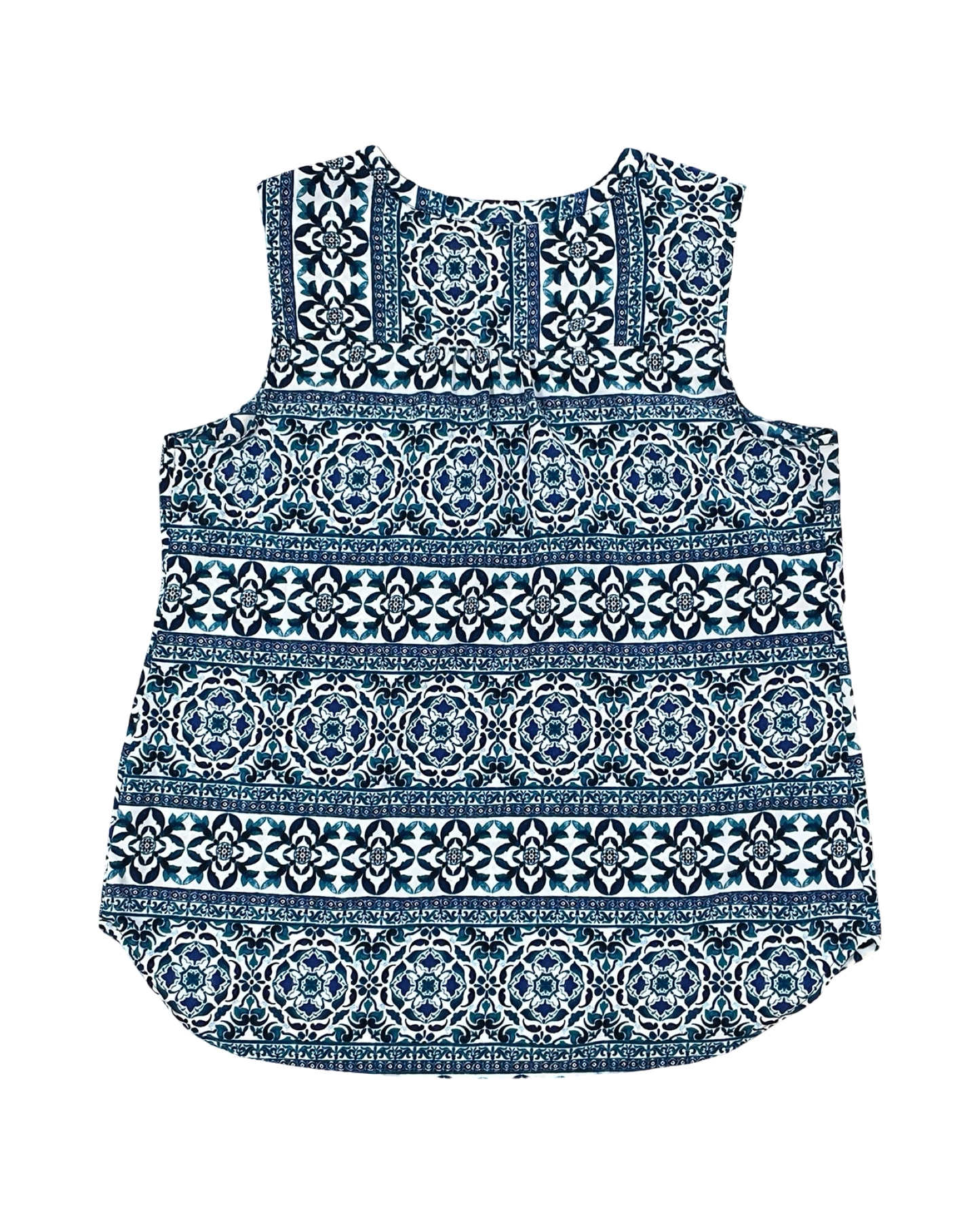 Top Sleeveless By Croft And Barrow In Blue & White, Size:Xl
