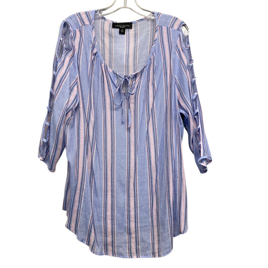 Top Ls By Como Black In Blue & Pink, Size:1X