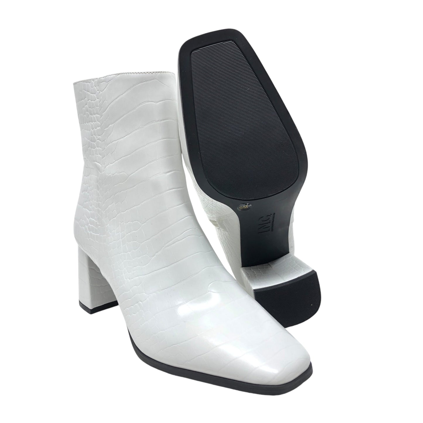 Boots Ankle Heels By Inc In White, Size:9