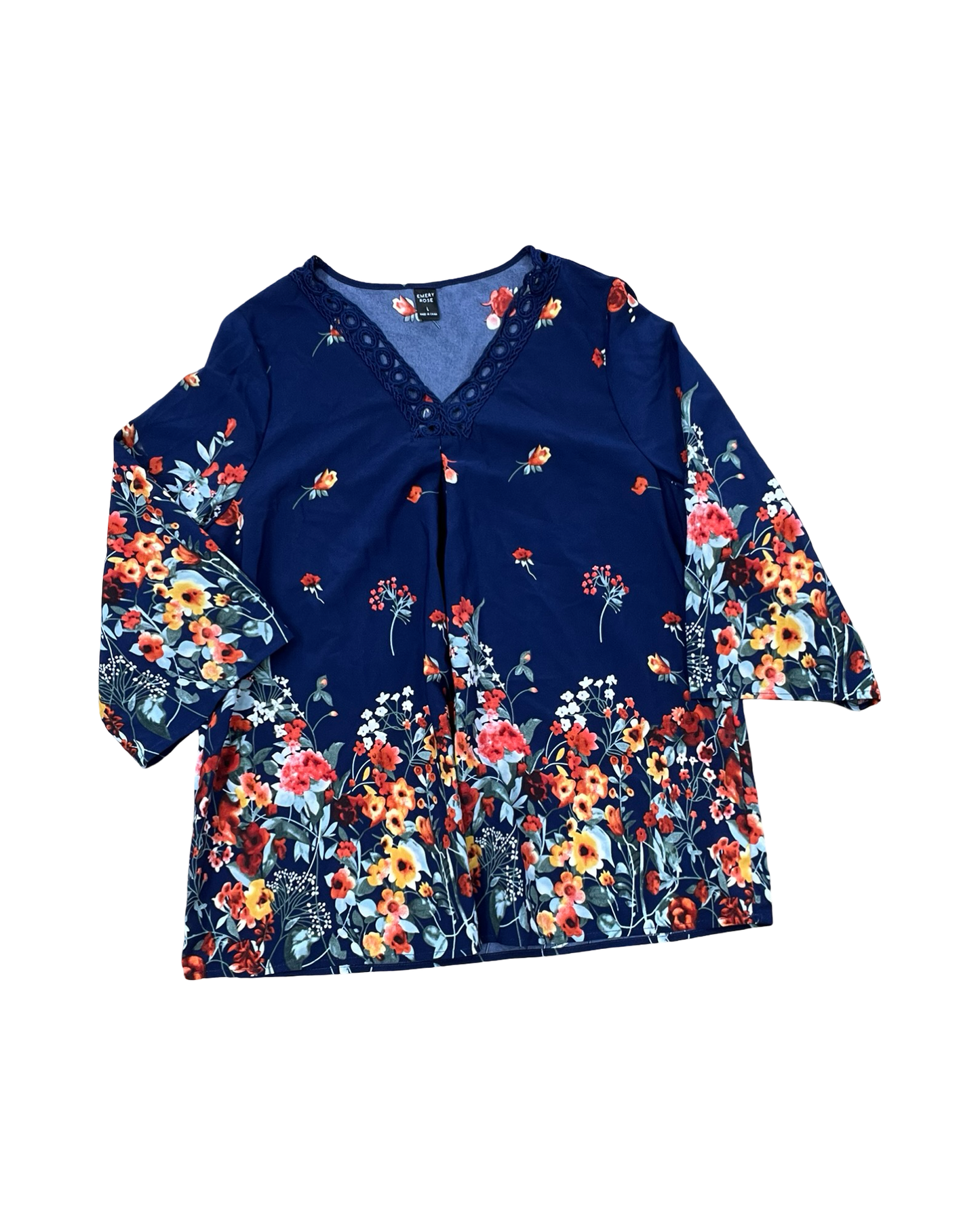 Top 3/4 Sleeve By Clothes Mentor In Navy, Size:L
