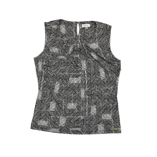 Top Sleeveless By Calvin Klein In Black & White, Size:Xl